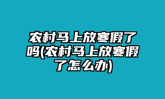 農(nóng)村馬上放寒假了嗎(農(nóng)村馬上放寒假了怎么辦)