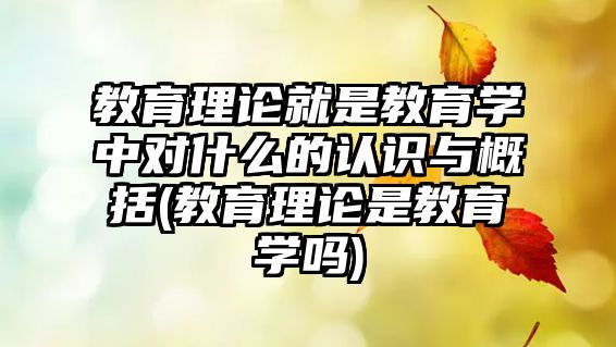 教育理論就是教育學中對什么的認識與概括(教育理論是教育學嗎)