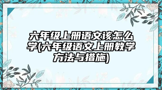 六年級上冊語文該怎么學(xué)(六年級語文上冊教學(xué)方法與措施)