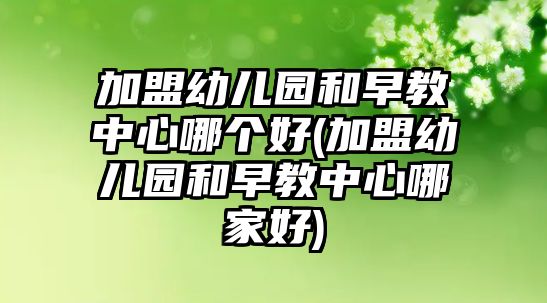 加盟幼兒園和早教中心哪個(gè)好(加盟幼兒園和早教中心哪家好)