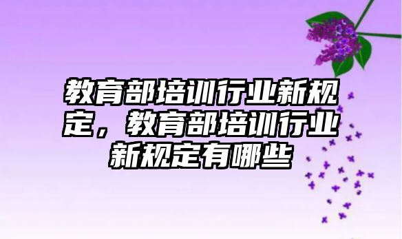 教育部培訓行業(yè)新規(guī)定，教育部培訓行業(yè)新規(guī)定有哪些