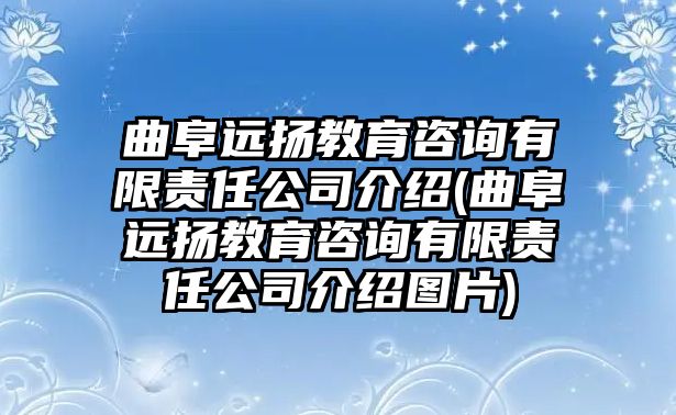 曲阜遠揚教育咨詢有限責任公司介紹(曲阜遠揚教育咨詢有限責任公司介紹圖片)