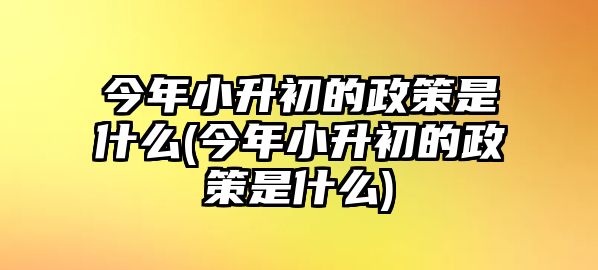 今年小升初的政策是什么(今年小升初的政策是什么)