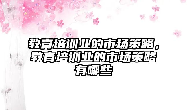 教育培訓業(yè)的市場策略，教育培訓業(yè)的市場策略有哪些