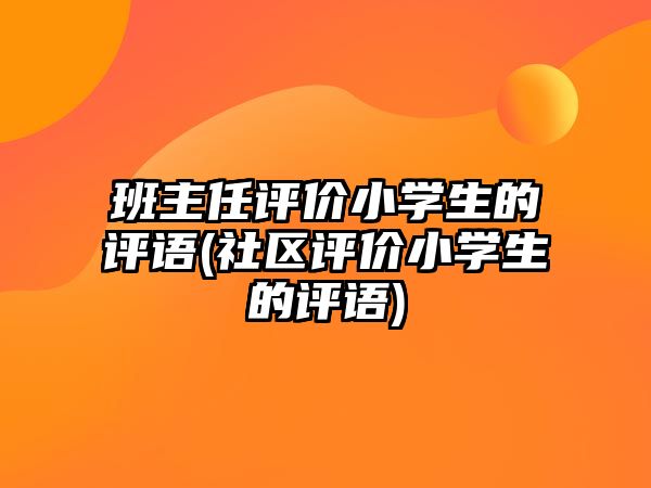 班主任評價小學(xué)生的評語(社區(qū)評價小學(xué)生的評語)