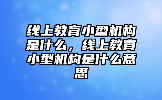 線上教育小型機(jī)構(gòu)是什么，線上教育小型機(jī)構(gòu)是什么意思