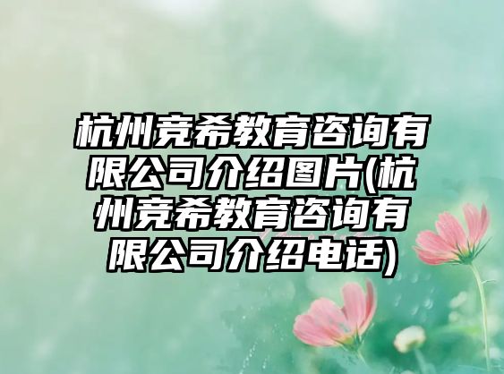 杭州競希教育咨詢有限公司介紹圖片(杭州競希教育咨詢有限公司介紹電話)