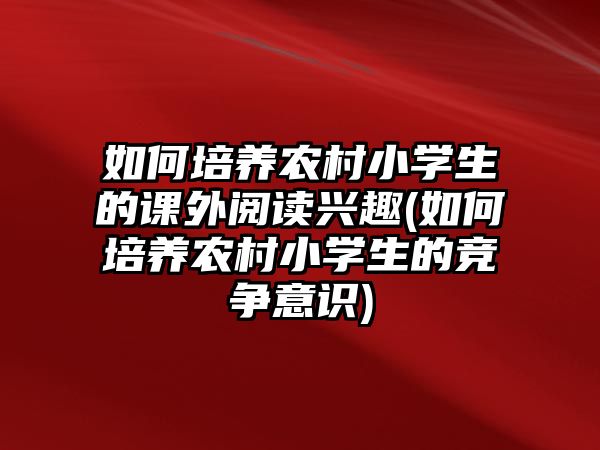 如何培養(yǎng)農村小學生的課外閱讀興趣(如何培養(yǎng)農村小學生的競爭意識)