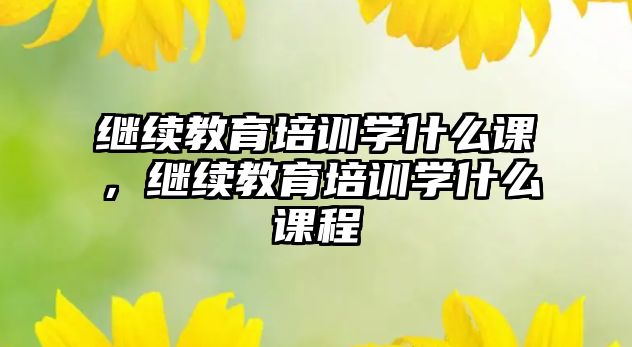 繼續(xù)教育培訓學什么課，繼續(xù)教育培訓學什么課程