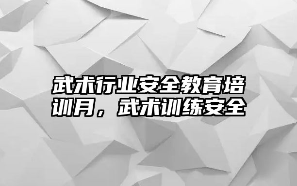 武術(shù)行業(yè)安全教育培訓月，武術(shù)訓練安全