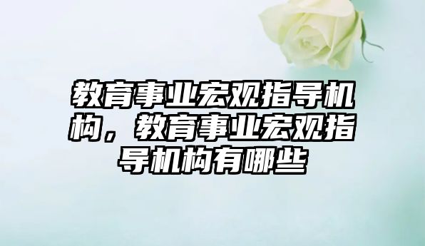 教育事業(yè)宏觀指導機構，教育事業(yè)宏觀指導機構有哪些