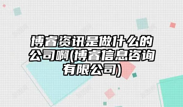 博睿資訊是做什么的公司啊(博睿信息咨詢有限公司)