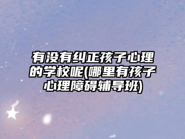 有沒有糾正孩子心理的學校呢(哪里有孩子心理障礙輔導(dǎo)班)