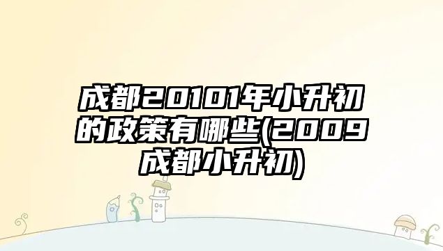 成都20101年小升初的政策有哪些(2009成都小升初)