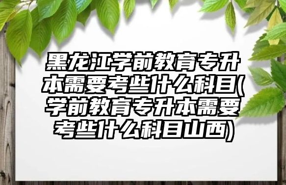 黑龍江學(xué)前教育專升本需要考些什么科目(學(xué)前教育專升本需要考些什么科目山西)