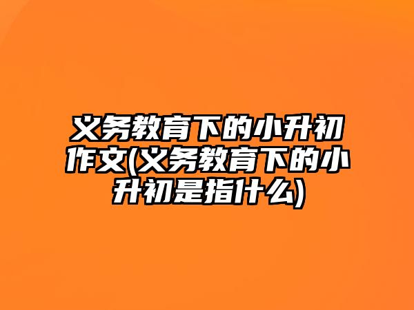 義務(wù)教育下的小升初作文(義務(wù)教育下的小升初是指什么)