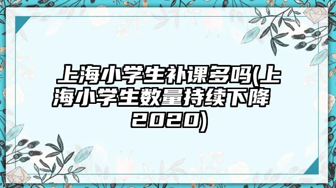 上海小學(xué)生補(bǔ)課多嗎(上海小學(xué)生數(shù)量持續(xù)下降 2020)