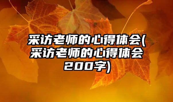 采訪老師的心得體會(采訪老師的心得體會200字)