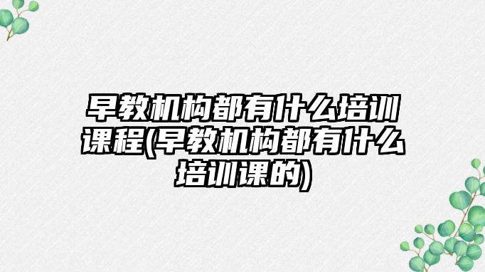 早教機(jī)構(gòu)都有什么培訓(xùn)課程(早教機(jī)構(gòu)都有什么培訓(xùn)課的)