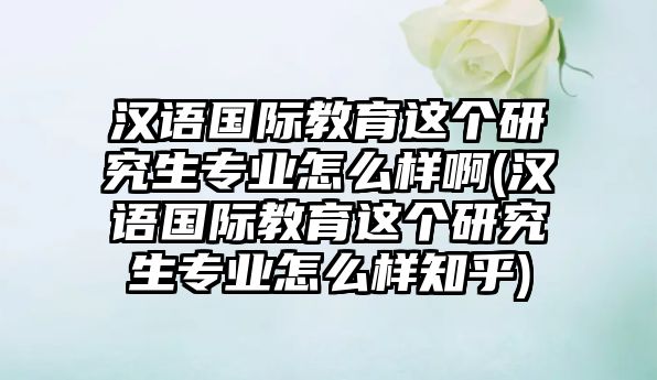 漢語國(guó)際教育這個(gè)研究生專業(yè)怎么樣啊(漢語國(guó)際教育這個(gè)研究生專業(yè)怎么樣知乎)