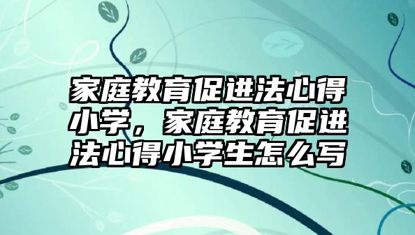 家庭教育促進(jìn)法心得小學(xué)，家庭教育促進(jìn)法心得小學(xué)生怎么寫