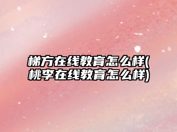 梯方在線教育怎么樣(桃李在線教育怎么樣)