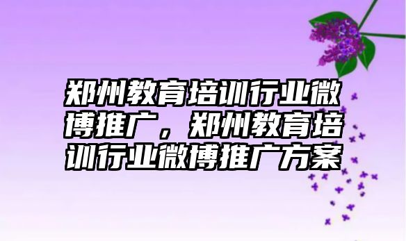 鄭州教育培訓行業(yè)微博推廣，鄭州教育培訓行業(yè)微博推廣方案