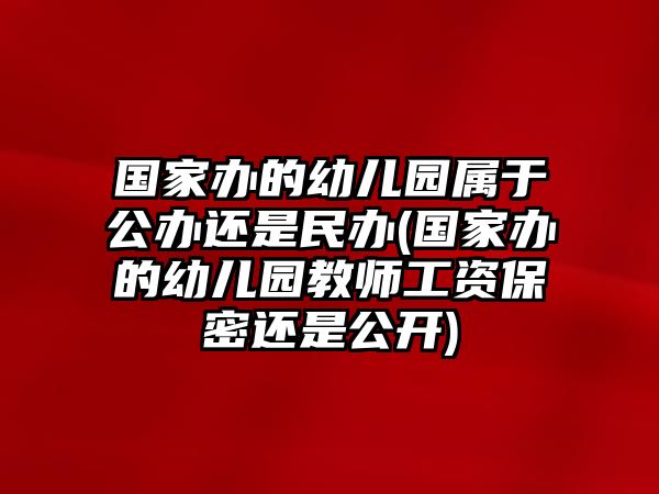 國家辦的幼兒園屬于公辦還是民辦(國家辦的幼兒園教師工資保密還是公開)