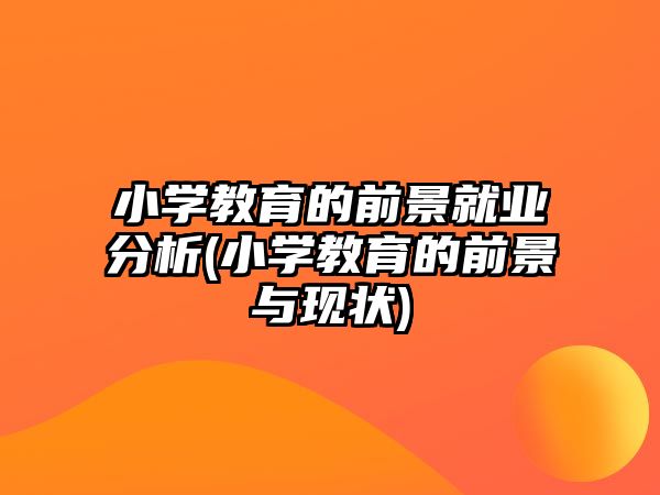 小學教育的前景就業(yè)分析(小學教育的前景與現(xiàn)狀)