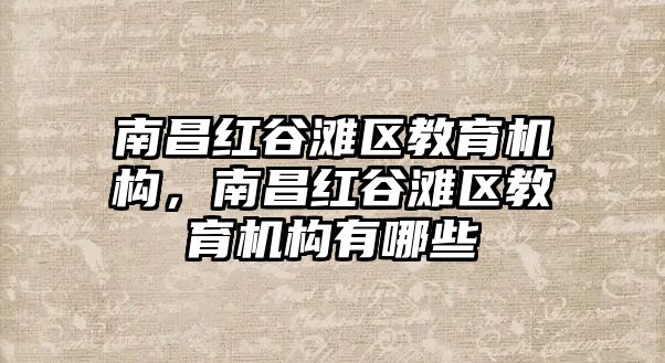 南昌紅谷灘區(qū)教育機構(gòu)，南昌紅谷灘區(qū)教育機構(gòu)有哪些