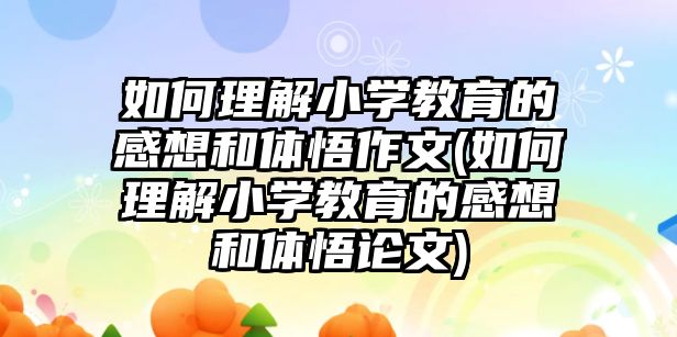 如何理解小學(xué)教育的感想和體悟作文(如何理解小學(xué)教育的感想和體悟論文)