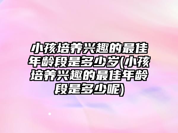 小孩培養(yǎng)興趣的最佳年齡段是多少歲(小孩培養(yǎng)興趣的最佳年齡段是多少呢)