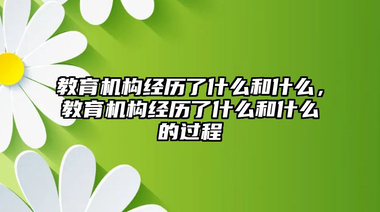 教育機(jī)構(gòu)經(jīng)歷了什么和什么，教育機(jī)構(gòu)經(jīng)歷了什么和什么的過程