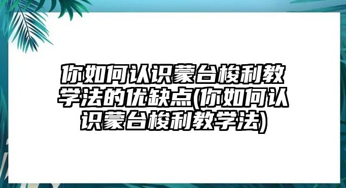 你如何認(rèn)識(shí)蒙臺(tái)梭利教學(xué)法的優(yōu)缺點(diǎn)(你如何認(rèn)識(shí)蒙臺(tái)梭利教學(xué)法)