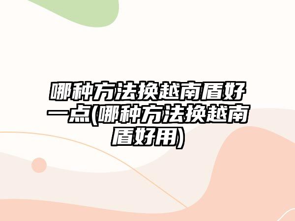 哪種方法換越南盾好一點(diǎn)(哪種方法換越南盾好用)