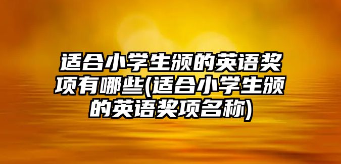 適合小學(xué)生頒的英語(yǔ)獎(jiǎng)項(xiàng)有哪些(適合小學(xué)生頒的英語(yǔ)獎(jiǎng)項(xiàng)名稱)