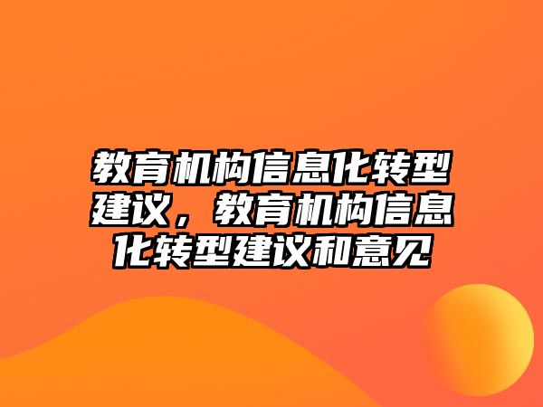 教育機構(gòu)信息化轉(zhuǎn)型建議，教育機構(gòu)信息化轉(zhuǎn)型建議和意見