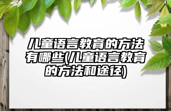 兒童語言教育的方法有哪些(兒童語言教育的方法和途徑)