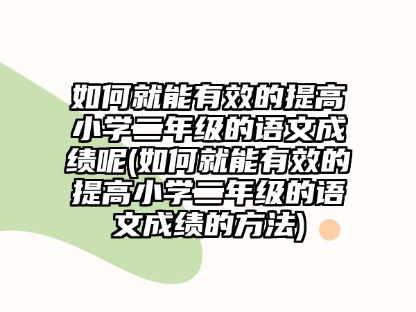 如何就能有效的提高小學二年級的語文成績呢(如何就能有效的提高小學二年級的語文成績的方法)