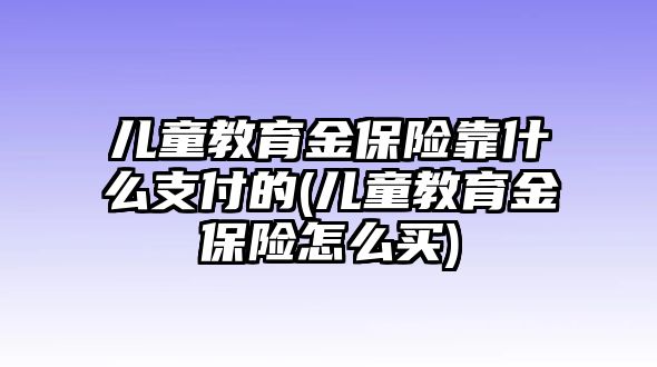 兒童教育金保險靠什么支付的(兒童教育金保險怎么買)