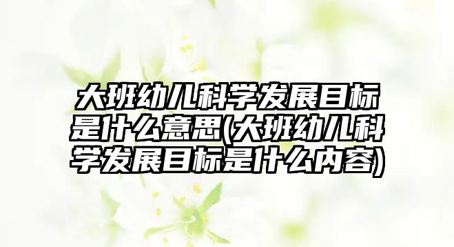 大班幼兒科學(xué)發(fā)展目標(biāo)是什么意思(大班幼兒科學(xué)發(fā)展目標(biāo)是什么內(nèi)容)