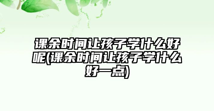 課余時(shí)間讓孩子學(xué)什么好呢(課余時(shí)間讓孩子學(xué)什么好一點(diǎn))