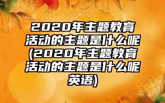 2020年主題教育活動(dòng)的主題是什么呢(2020年主題教育活動(dòng)的主題是什么呢英語)