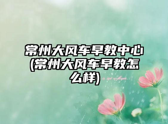 常州大風(fēng)車早教中心(常州大風(fēng)車早教怎么樣)