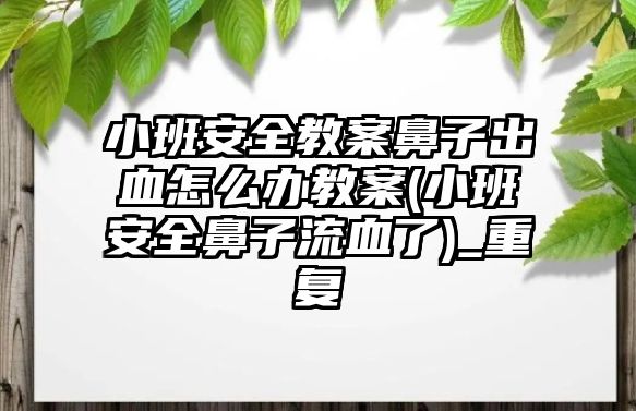 小班安全教案鼻子出血怎么辦教案(小班安全鼻子流血了)_重復(fù)