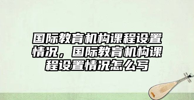 國際教育機構課程設置情況，國際教育機構課程設置情況怎么寫