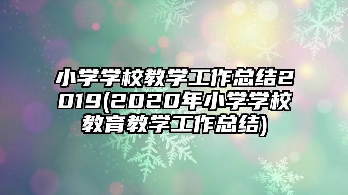 小學(xué)學(xué)校教學(xué)工作總結(jié)2019(2020年小學(xué)學(xué)校教育教學(xué)工作總結(jié))