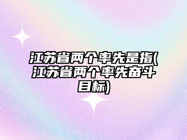 江蘇省兩個(gè)率先是指(江蘇省兩個(gè)率先奮斗目標(biāo))