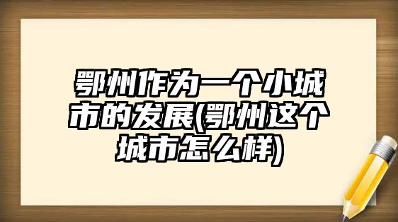 鄂州作為一個(gè)小城市的發(fā)展(鄂州這個(gè)城市怎么樣)