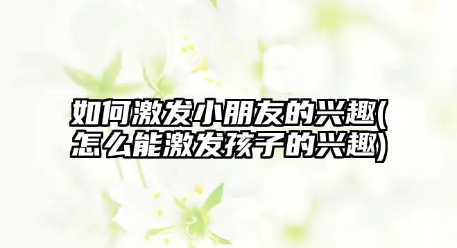 如何激發(fā)小朋友的興趣(怎么能激發(fā)孩子的興趣)